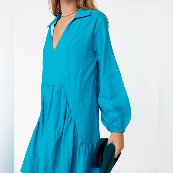 Free People Teal Hudson Mini Dress Size Medium - Picture 1 of 10